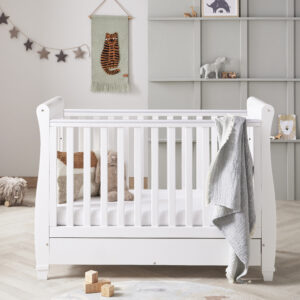 Eva Sleigh Drop Side Cot Bed – White