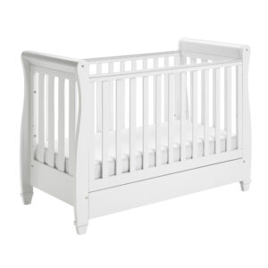Eva Sleigh Cot Bed Drop Side WHITE-4