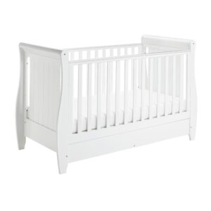 Stella Sleigh Cot Bed Drop Side WHITE-4