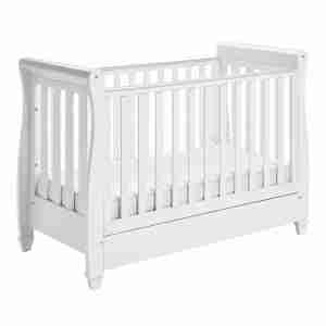 Eva Sleigh Drop Side Cot Bed – White