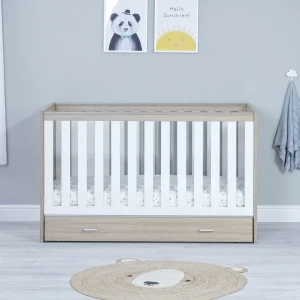 Veni Cot Bed With Drawer – Oak White