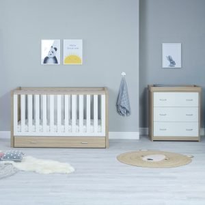 Luno 2 Piece Nursery Room Set with Drawer – Oak White
