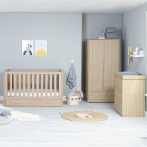 Luno 3 Piece Nursery Room Set with Drawer – Oak