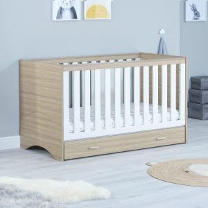 Veni cot bed with drawer OAK WHITE 1