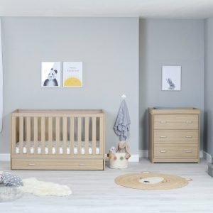 Veni 2 Piece Nursery Room Set with Drawer – Oak