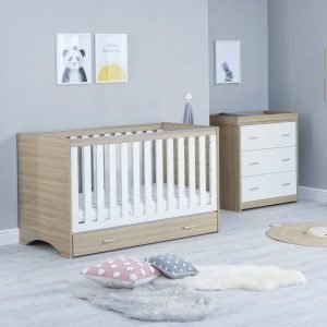 Veni 2 Piece Nursery Room Set with Drawer – Oak White