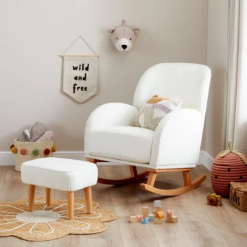 Freya Nursing Chair with Stool Off White Boucle