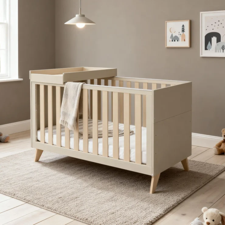 Dante Cot Bed with Cot Top Changer - CASHMERE