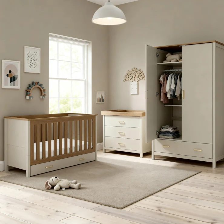 Mira 3 Piece Nursery Room Set - CASHMERE WARM OAK